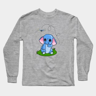 Baby Elephant & Dragonfly Long Sleeve T-Shirt